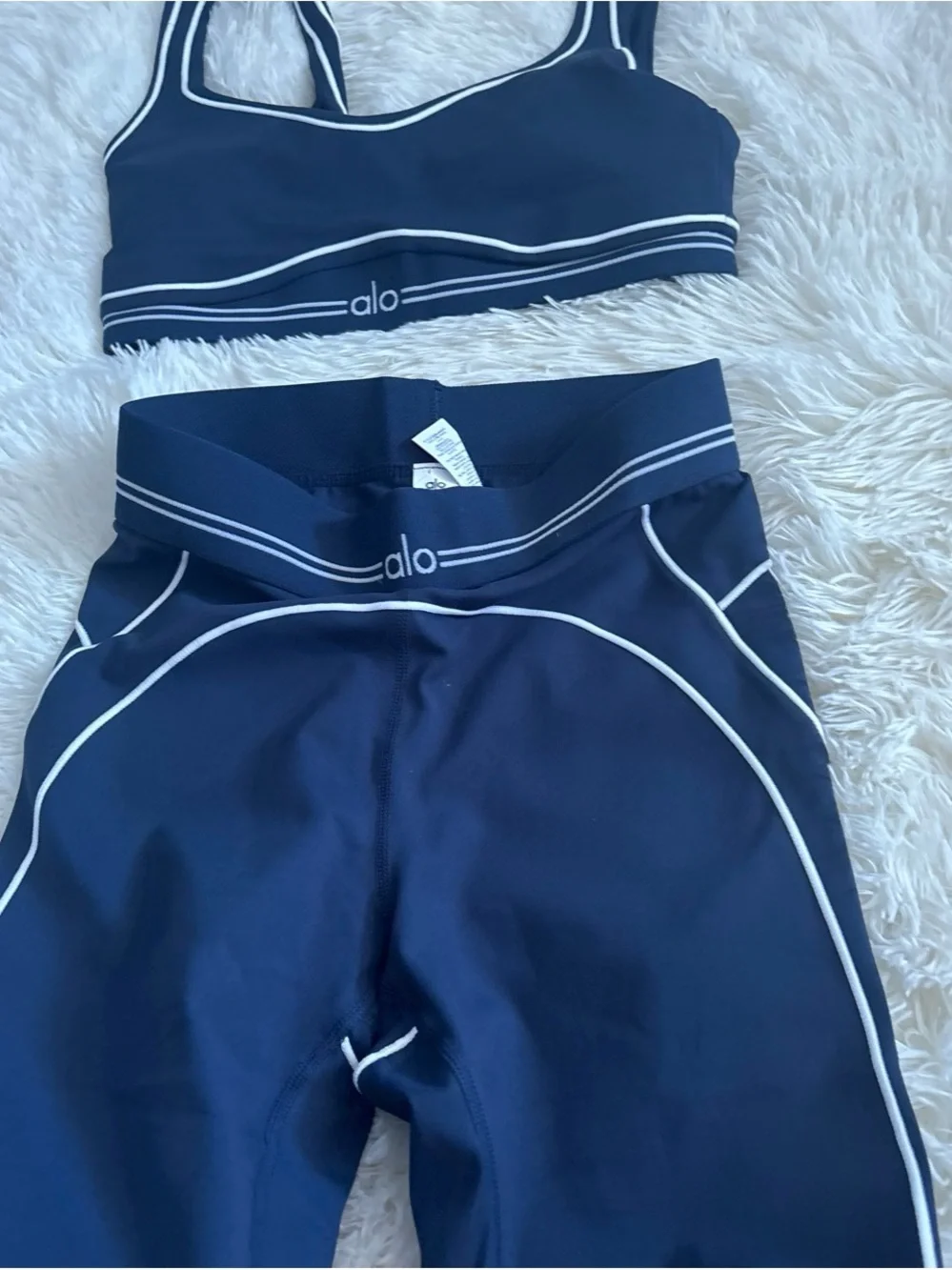 Alo Kids Navy Blue Bikini Set with White Trim